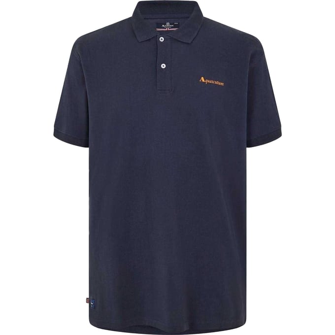 Aquascutum Heren Regular Poloshirt met Korte Mouwen (Marine)
