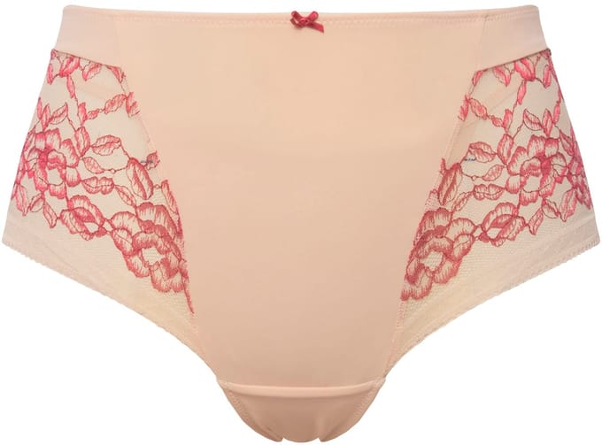 Ulla Popken - Dames - Hipster microvezel tweekleurige kant - Huidkleurig - Maat 54+