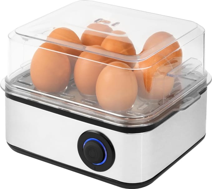 DYNA® Eierkoker electrisch - Eierkoker - Eierkoker met timer - Zilver - ‎21cm x 15cm x 13cm