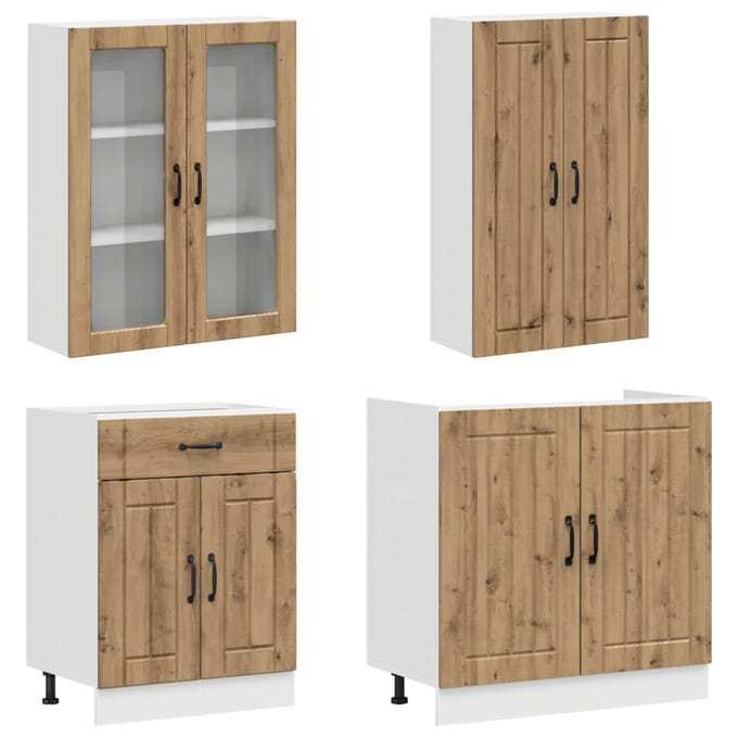 vidaXL - Keukenblok - LUCCA - 4 - st - Artisanaal - eiken - Bewerkt - hout