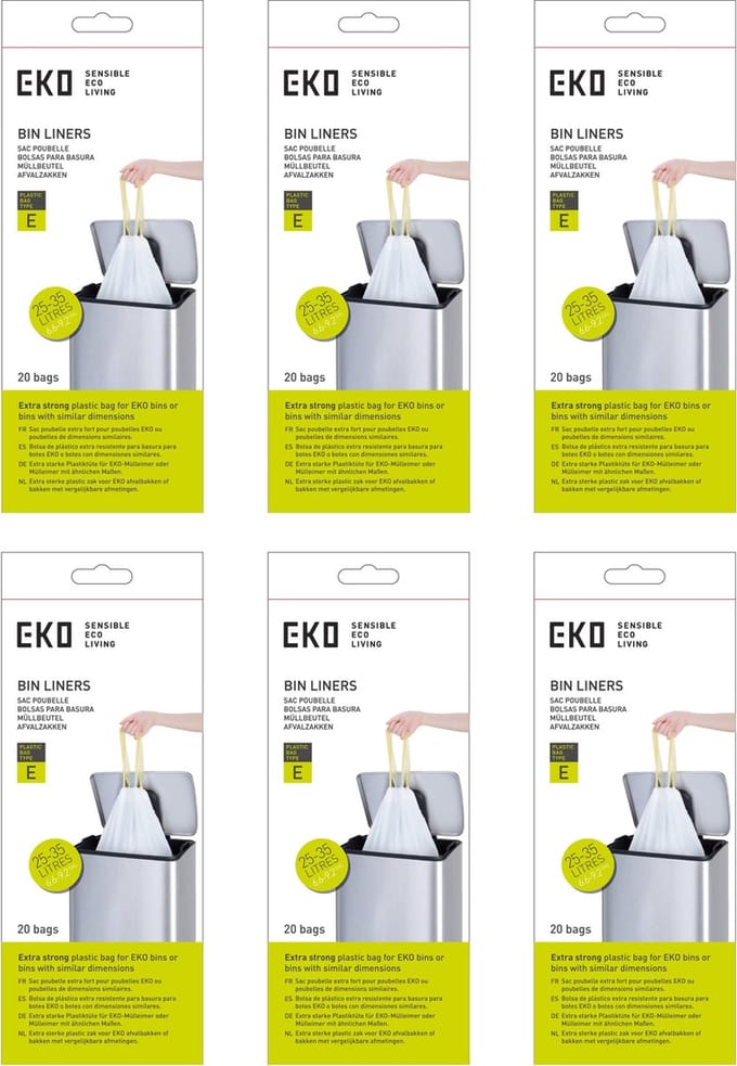 EKO - Afvalzakken 25-35 ltr (E) (6x12 stuks) - - wit - Afvalzak