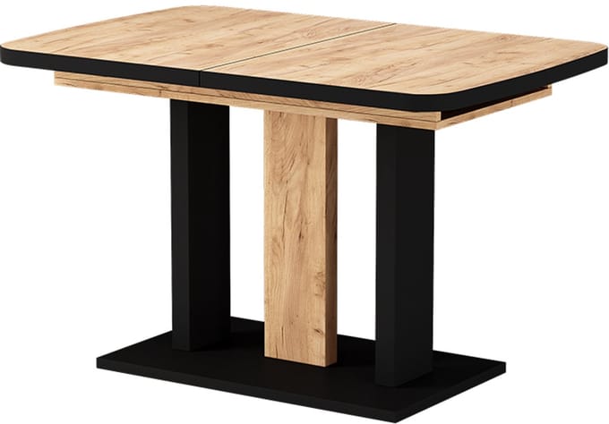 Vicco Eettafel Fenaro, Zwart/Eiken, 120-160 x 80 cm 2 delen