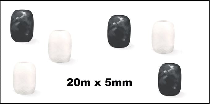 6x Cadeaulint zwart en wit 20 meter x 5 mm - Eitje - kado lint verjaardag kerst sinterklaas feest