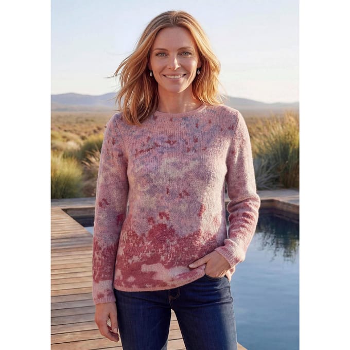 Pullover van licht, zacht materiaal - oudrosé / gedess. - Gr. 24 van Goldner Fashion