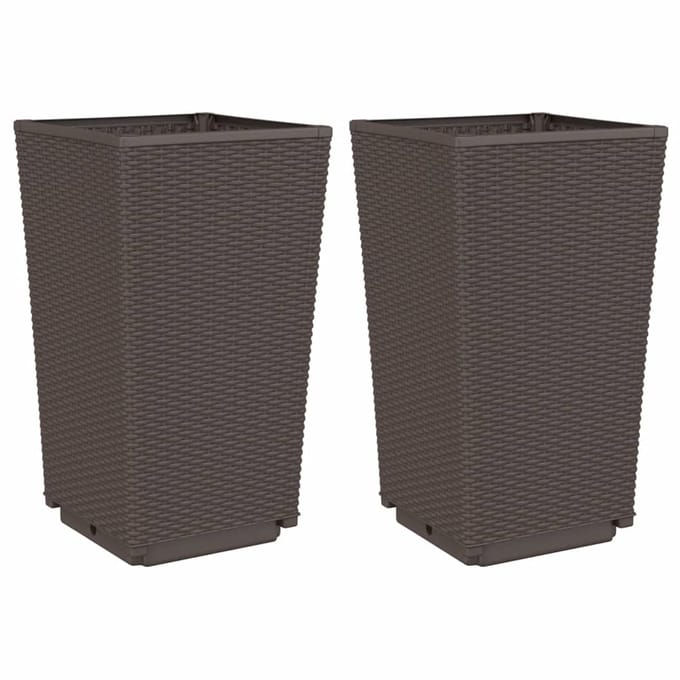 vidaXL - Plantenbakken - 2 - st - 32,5x32,5x57 - cm - polypropeen - bruin