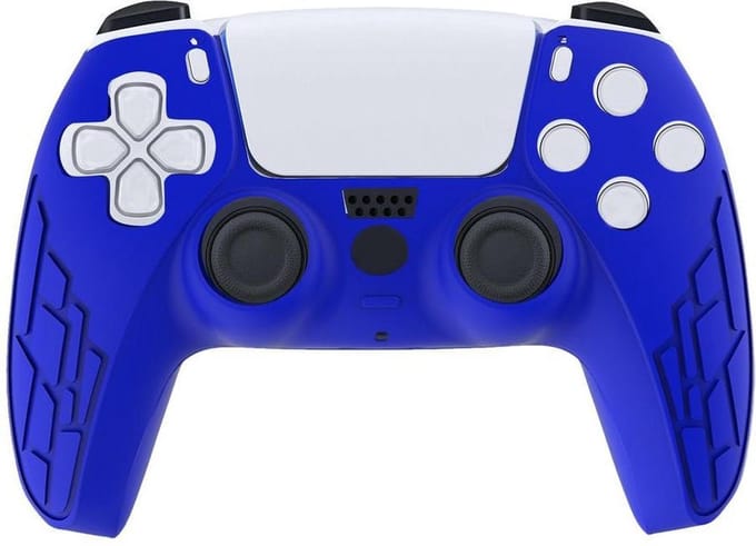 PS5 Controller Geribbeld Beschermhoesje - Blauw - Siliconen Skin