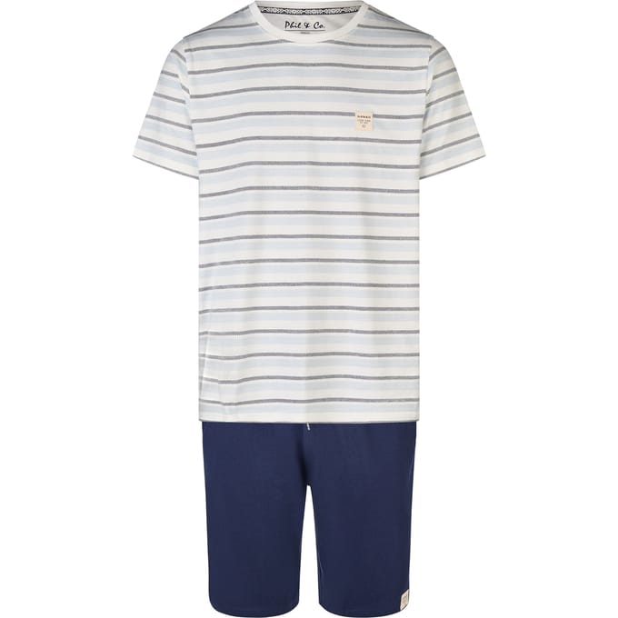 Phil & Co Heren Shortama Korte Pyjama Set Gestreept - Maat L