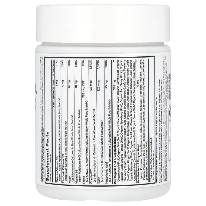 Codeage, rauw vitamine B-complex, 60 plantaardige capsules