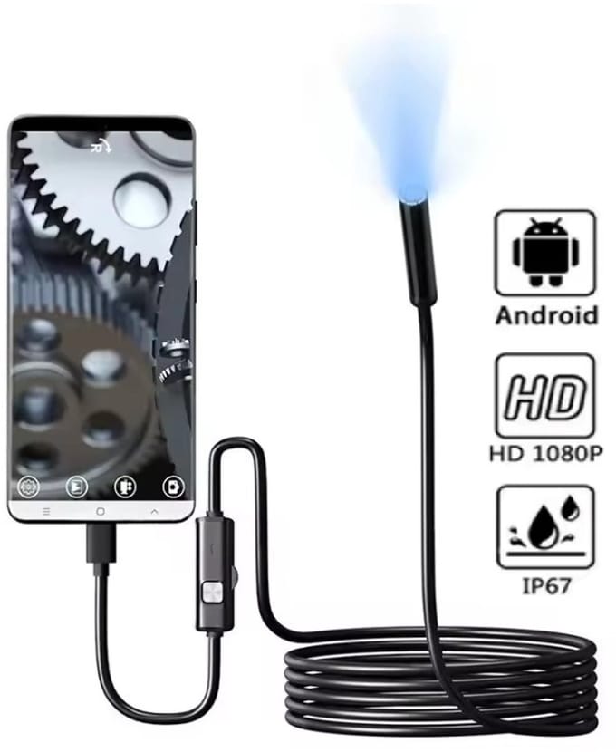 1 Meter Android Endoscoopcamera 7mm - Inspectiecamera - IP67 waterdicht - 6 verstelbare LED's - USB C aansluiting - Niet geschikt voor iPhone - Boresscoop voor telefoon