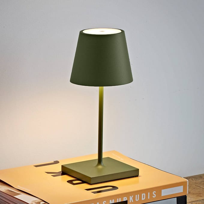 Sigor Nuindie mini LED oplaadbare tafellamp, USB-C, spar groen, dimbaar