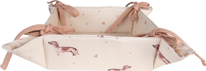 Clayre & Eef Broodmand 35x35x8 cm Beige Katoen Vierkant Teckel Cadeau keuken