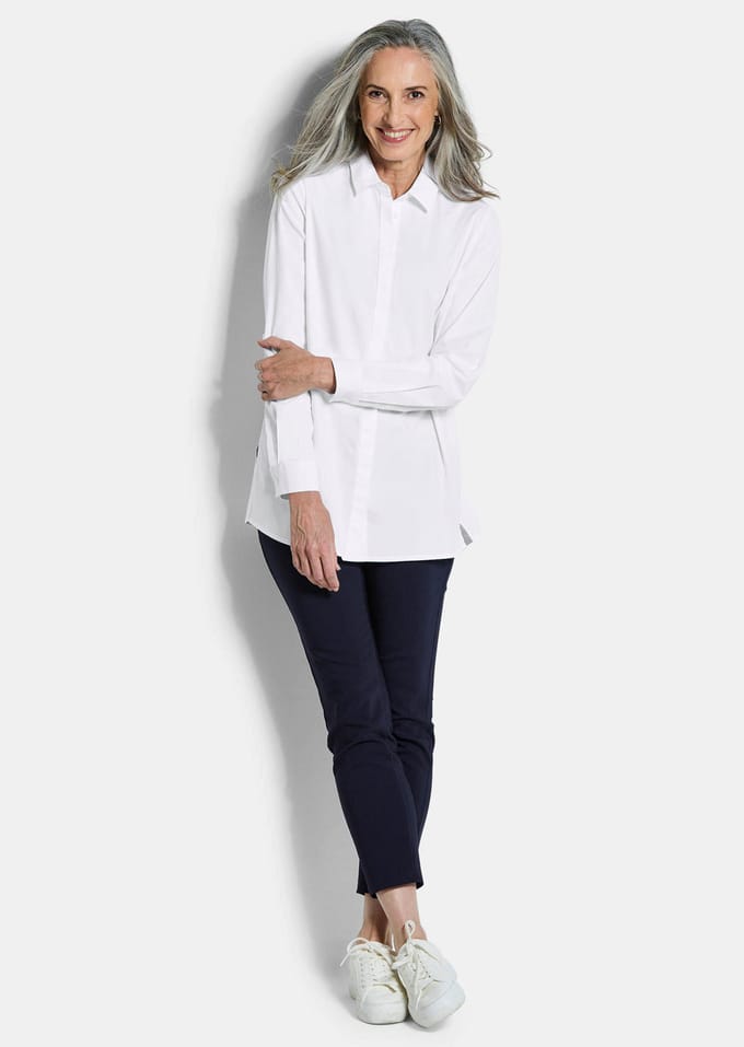 Overhemdblouse van puur katoen - wit - Gr. 23 van Goldner Fashion