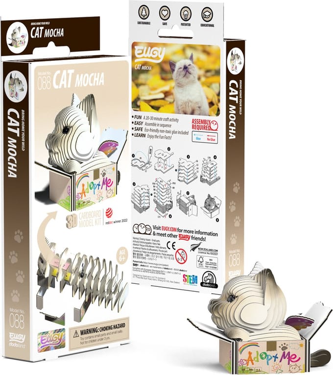 EUGY 3D Puzzel - Katten - Mocha - Katten - Duurzaam - Verzamel Ze Allemaal - 6 Jaar
