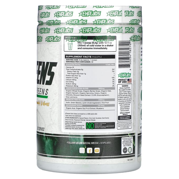 EHPlabs, OxyGreens, Daily Super Greens, Ananas, 250 gram (246 gr)