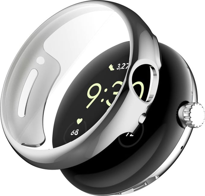 Watch case screenprotector - hoesje - geschikt voor Google Pixel Watch 2 - zilver