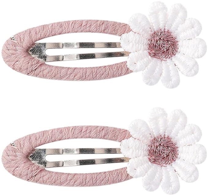 LISM-Set van 2 kinderhaarclips, stoffen bloemhaarclips, comfortabel