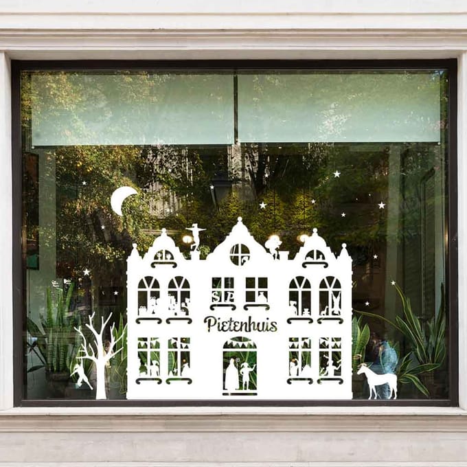 Raamsticker Pietenhuis - Bruin - 700 x 565 mm