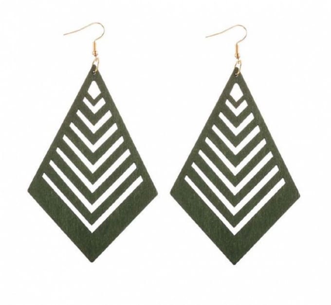 Lange hout- oorbellen- Groen- extra lang- Charme Bijoux