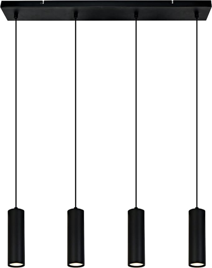 Olucia - CARLOS - Hanglamp - Zwart - 4L - Vorm: Cilinder