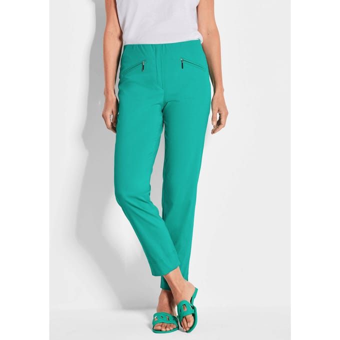 7/8-broek LOUISA van bengaline - groen - Gr. 40 van Goldner Fashion