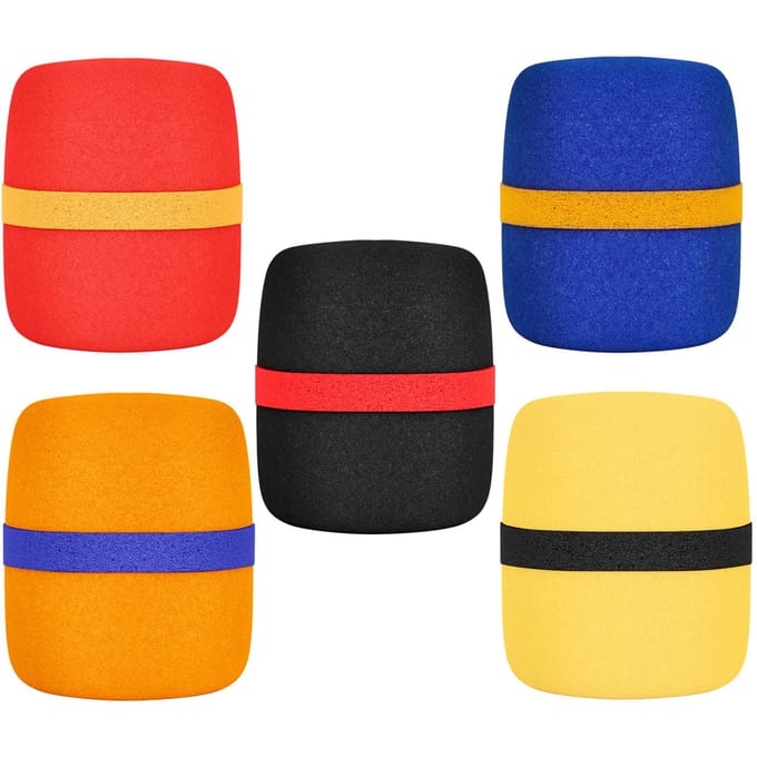 5-pack dik schuim microfoonhoes handmicrofoon voorruit kleurrijke microfoon sponshoes voor karaoke DJ podiumoptreden veelkleurig