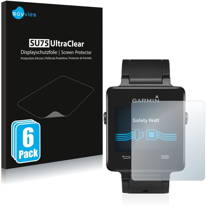 Savvies - Screenprotector voor Garmin vivoactive - Folie Beschermfolie transparant 6 Stuks