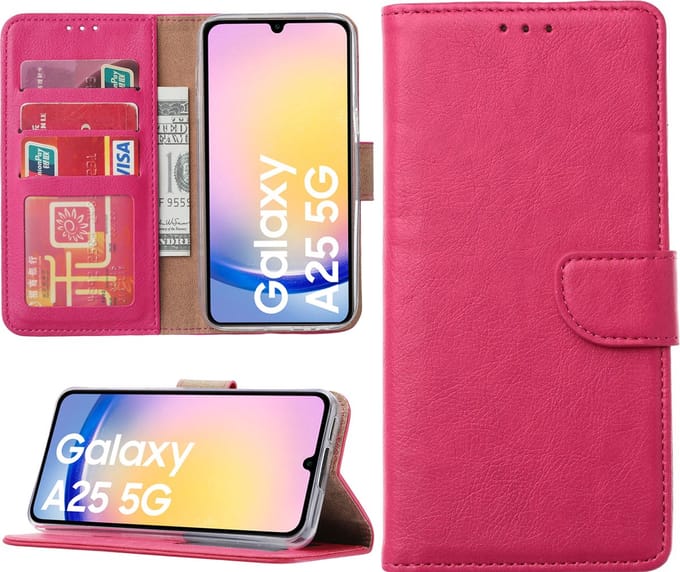 Hoesje geschikt voor Samsung Galaxy A25 bookcase met pasjeshouder - Roze
