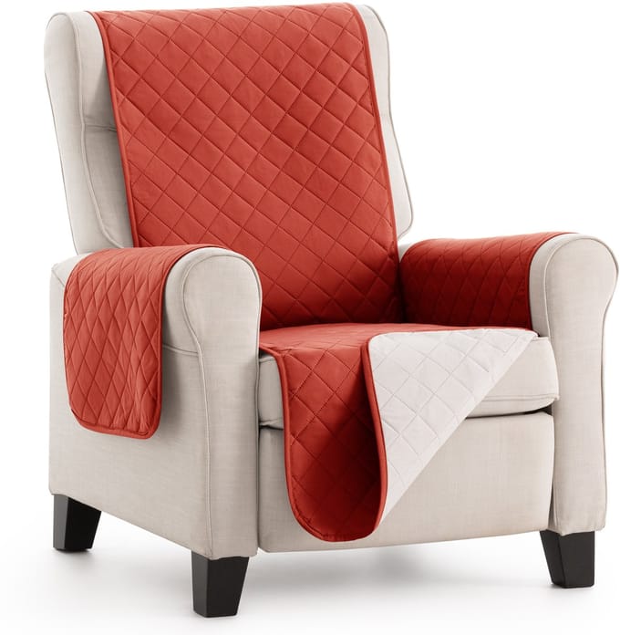 Belmarti® Fauteuilbeschermer Duo - 55cm breed - Terracota-Ivoor - Premium kwaliteit - Omkeerbaar - Antislip Onderkant - Huisdiervriendelijk - Zacht microvezel