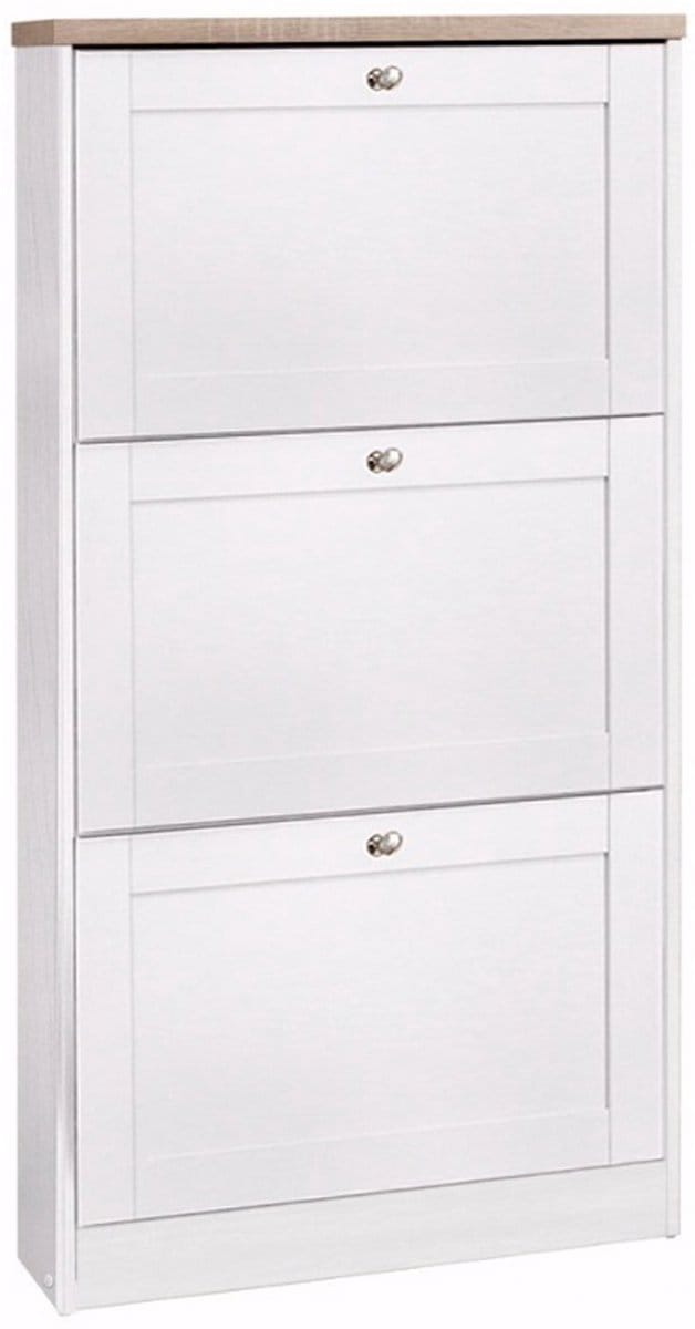Heide-Schoenenkist - 3 Kleppen - Wit Houtlook