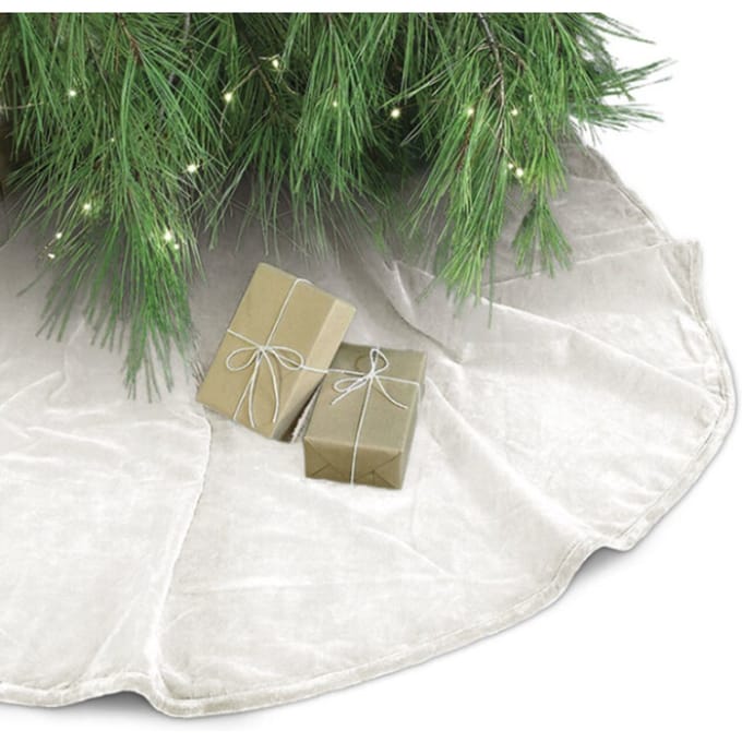 Unique Living Kerstboomrok - velvet creme wit - D120 cm - polyester - kerstboomkleed - rok voor kerstbomen