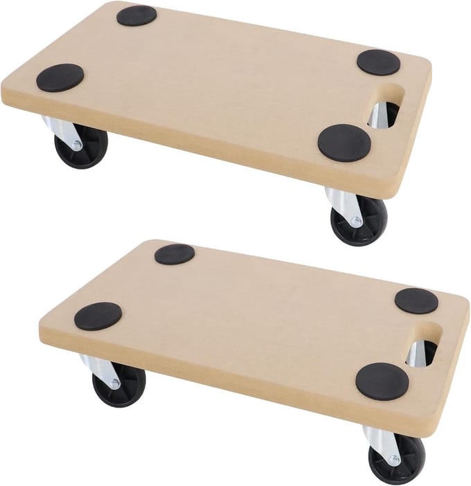 Set van 2 Meubelrollers met Rubberen Topplaten voor Zware Lasten tot 200 kg