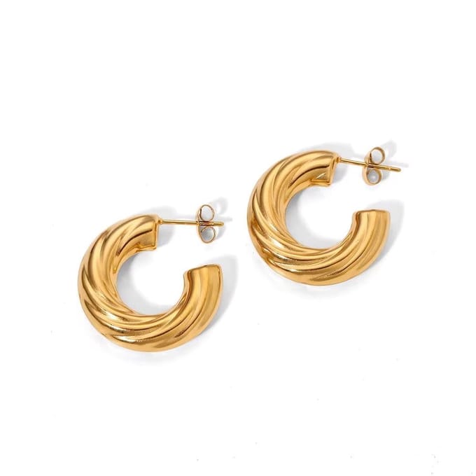 Twisted Hoops Earrings Gold 18K