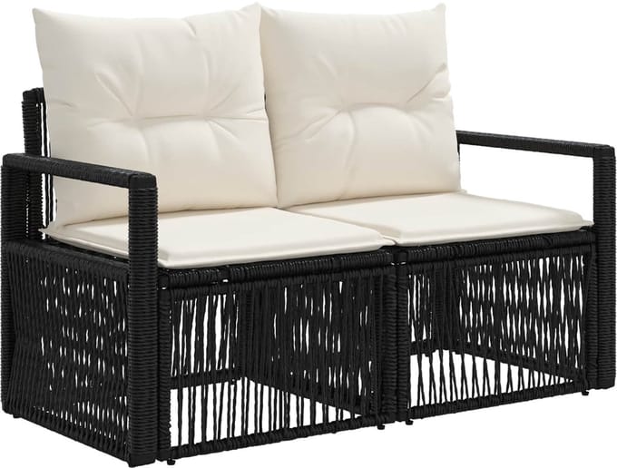 vidaXL - Tuin - Sofa - 2-Aantal - zitplaatsen - Zwart - poly - rattan