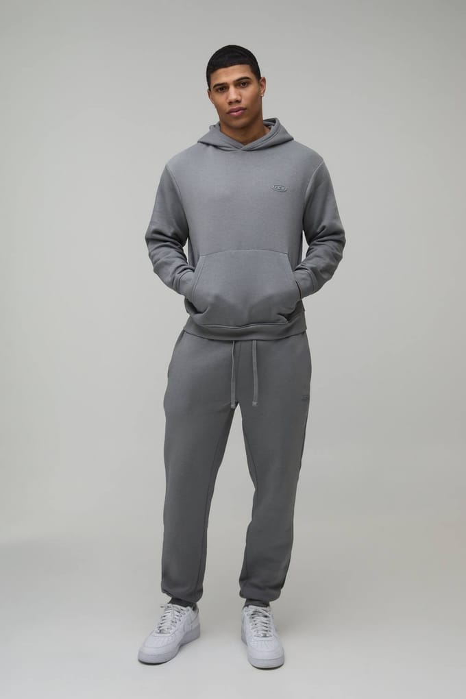 Boxy Fit Heren Sport Trainingspak met Capuchon | Charcoal | Size XS