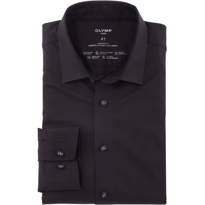 OLYMP Luxor 24/Seven Overhemd, Modern Fit, New Kent, Zwart