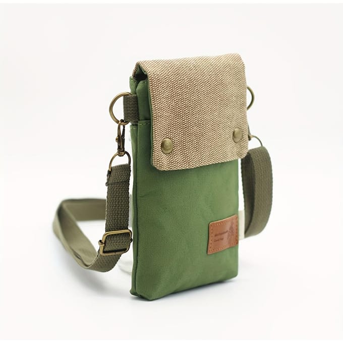 Effen Kleur Drie-Laags Crossbody Telefoon Tas groen