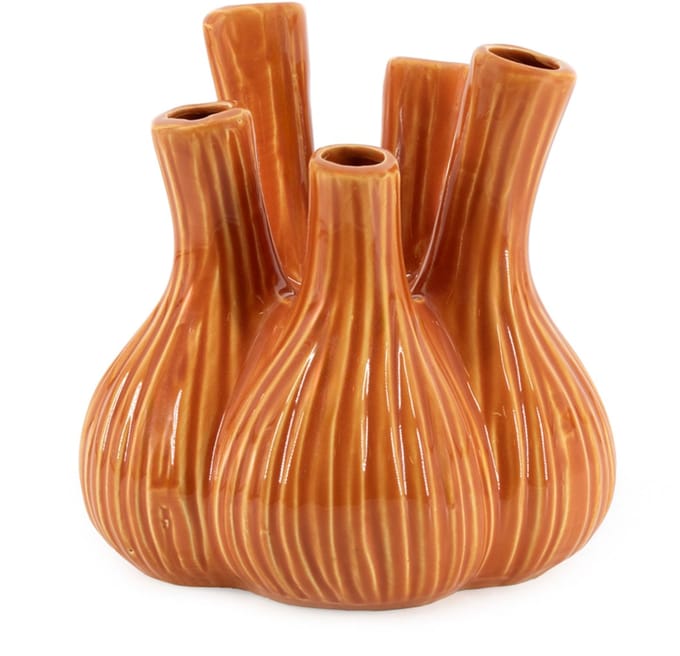HomeBound by KY | Aardewerk tulpenvaas Garlic oranje | tulpenvaas | 18x18x18,5cm