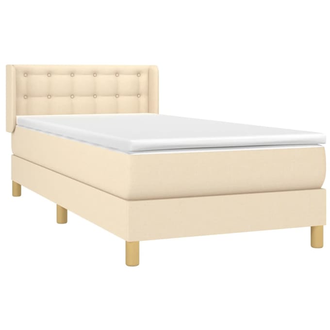 vidaXL - Boxspring - met - matras - stof - crèmekleurig - 80x200 - cm