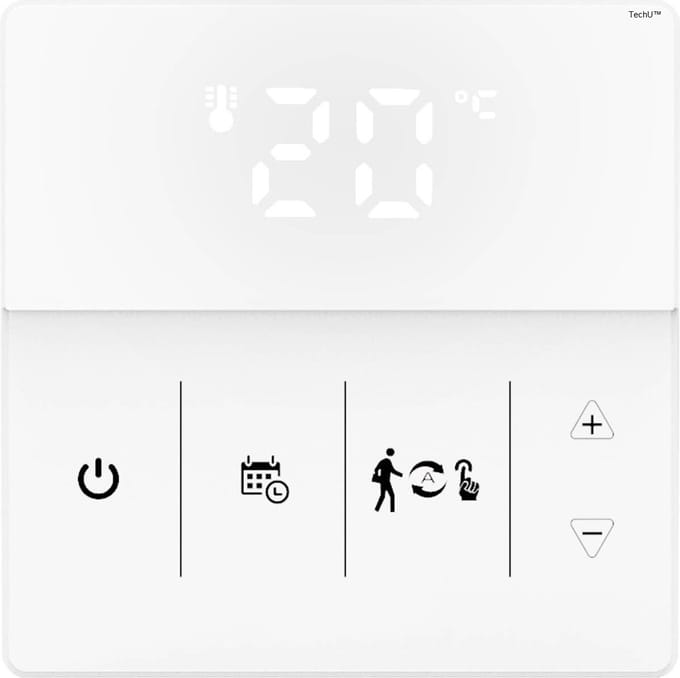 TechU™ Smart Thermostaat Thin – Wit – Alleen voor CV-ketel – App & Wifi – Google Assistant & Amazon Alexa – Persoonlijk programma instelbaar