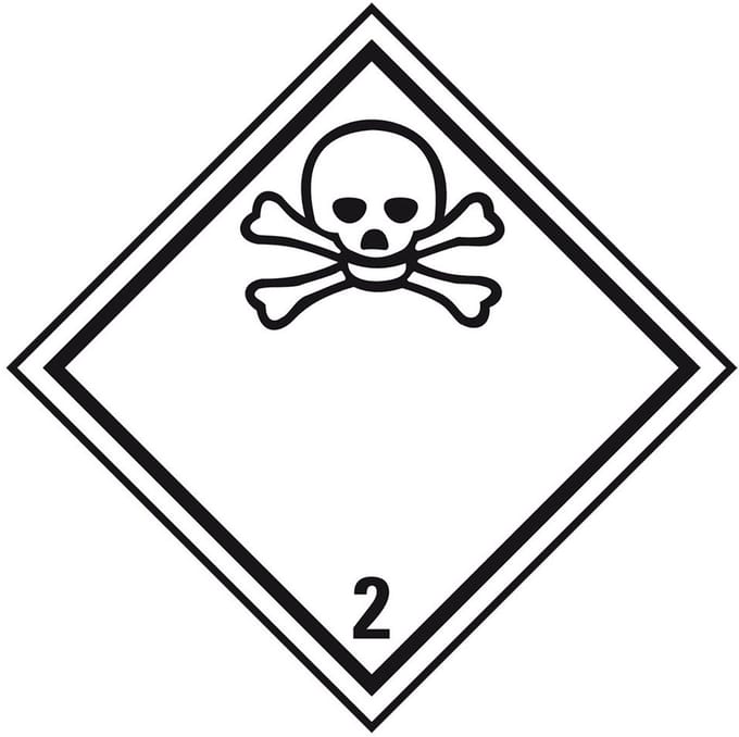 ADR klasse 2.3 sticker giftig gas 150 x 150 mm