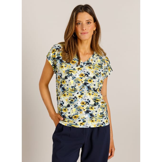 IVY BEAU Vyella Tops - Off White/Multi-C - maat 46
