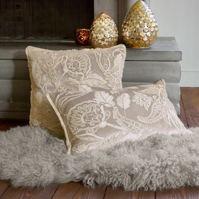 LOBERON Kussenhoes set van 2 Oplevine taupe/champagne