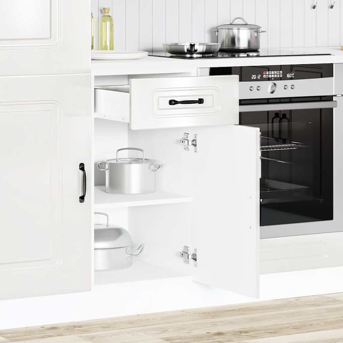 vidaXL - Onderkast - Kalmar - bewerkt - hout - hoogglans - wit