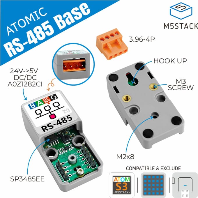 M5Stack officiële ATOMIC RS485-basis TTL-RS485-converter