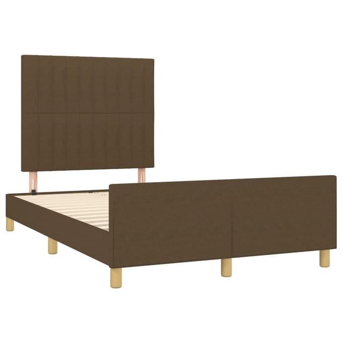 vidaXL - Bedframe - zonder - matras - 120x190 - cm - stof - donkerbruin