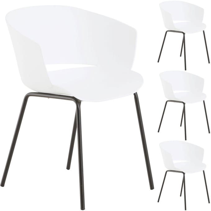 Tuinstoelen NIVEL, set van 4, van aluminium en kunststof - wit