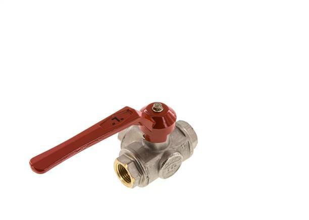 G1/2'' 3-Weg L-boring Kogelkraan Messing PTFE/NBR 50 bar - BL3BM - BL3BML-012
