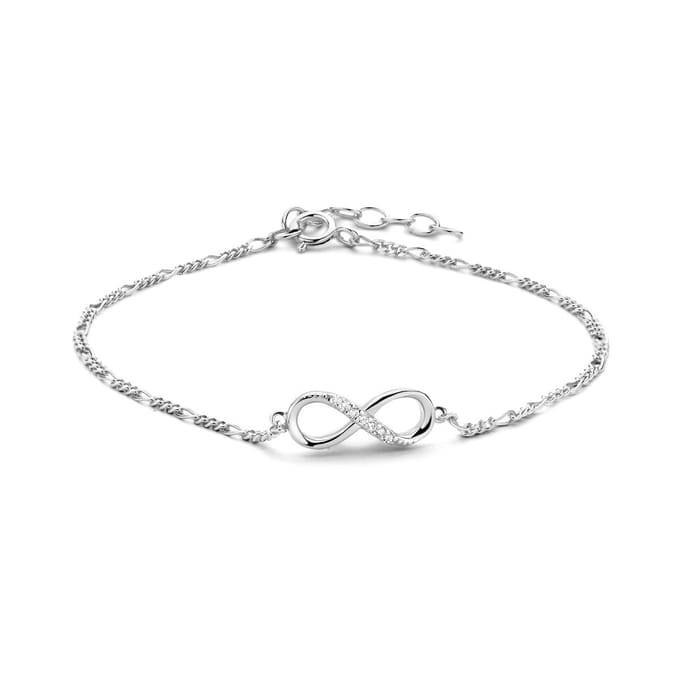 Zilver Gerhodineerd Armband Infinity Zirkonia 15,5 + 2,5 Cm 1334812