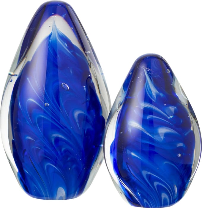 J-Line presse-papier Polypus Oval - verre - transparent/bleu - large