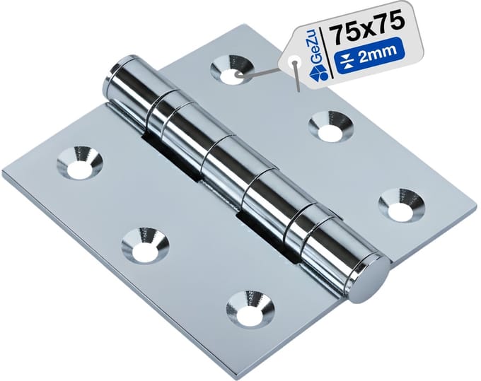 GeZu Impex Gerolde Deurscharnieren 75 x 75 mm | Stompe verbinding Gegalvaniseerd huismeubilair hardware kast deur lade